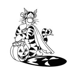 Coloriage Tigrou déguisé en chauve-souris pour Halloween