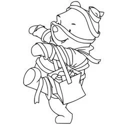 Coloriage Winnie l'ourson déguisé en momie pour Halloween