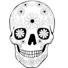 Coloriage Crâne en sucre aux orbites fleuries