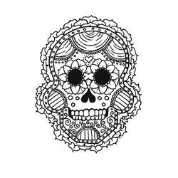 Coloriage Crâne orné de motifs floraux façon calavera