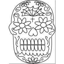 Coloriage Crâne en sucre aux yeux fleuris