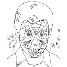 Coloriage Homme au visage peint façon crâne en sucre