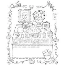 Coloriage Autel du Jour des Morts avec photo et offrandes