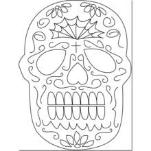 Coloriage Crâne en sucre, feuille sur le front