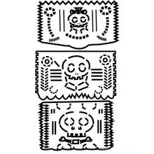 Coloriage Banderoles papel picado avec crânes