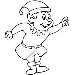 Coloriage Lutin de Noël pointant du doigt
