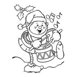 Coloriage Lutin de Noël joue du tambour