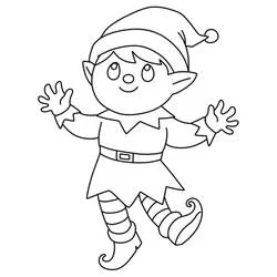 Coloriage Lutin de Noël dansant joyeusement
