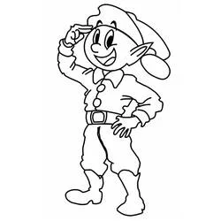 Coloriage Lutin de Noël faisant un salut