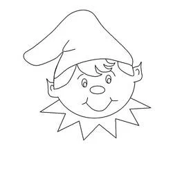 Coloriage Lutin de Noël souriant avec bonnet pointu