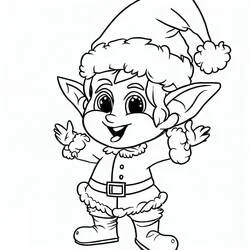 Coloriage Lutin de Noël qui salue joyeusement