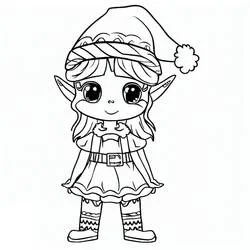 Coloriage Lutin de Noël debout avec un bonnet pointu