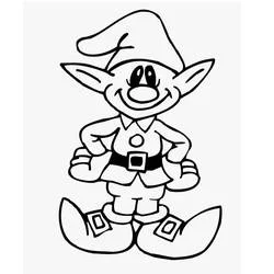 Coloriage Lutin de Noël au large sourire et oreilles pointues