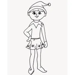 Coloriage Lutin de Noël debout, mains sur les hanches