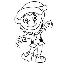 Coloriage Lutin de Noël agite la main