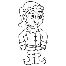 Coloriage Lutin de Noël à veste festonnée et clochettes