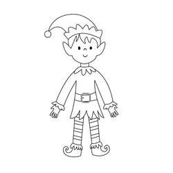 Coloriage Lutin de Noël debout souriant