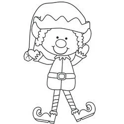 Coloriage Lutin de Noël faisant coucou de ses deux mains