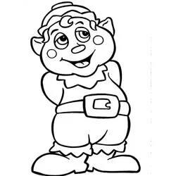 Coloriage Lutin de Noël souriant avec les mains derrière le dos