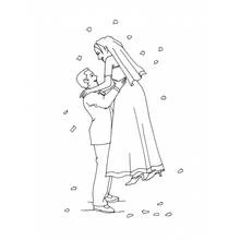 Coloriage Marié soulevant sa mariée avec joie