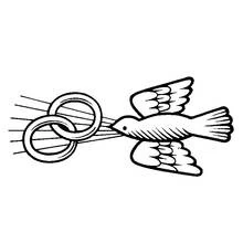 Coloriage Colombe portant deux alliances