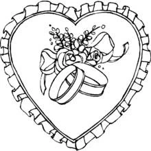 Coloriage Alliances de mariage dans un cœur froufrou