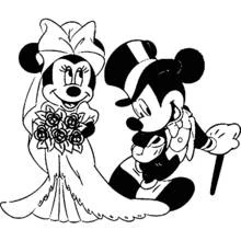 Coloriage Mickey et Minnie se marient