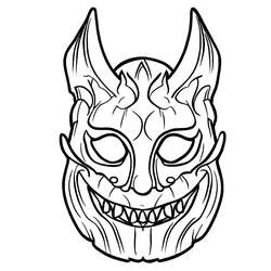 Coloriage Masque Halloween démoniaque avec cornes et dents pointues