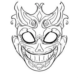 Coloriage Masque Halloween avec visage de démon orné