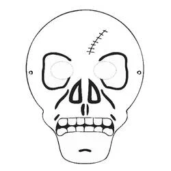 Coloriage Masque crâne avec cicatrice et dents visibles