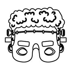 Coloriage Masque Halloween de monstre façon Frankenstein