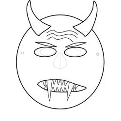 Coloriage Masque Halloween avec cornes et crocs