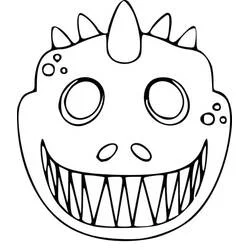 Coloriage Masque Halloween avec épines de dragon et dents pointues