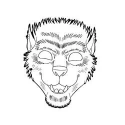 Coloriage Masque de loup-garou d'Halloween