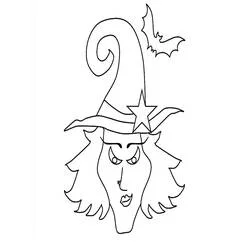 Coloriage Masque Halloween - sorcière au chapeau spiralé
