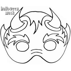 Coloriage Masque Halloween de diable avec cornes