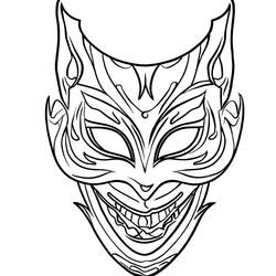Coloriage Masque Halloween effrayant au sourire pointu
