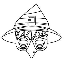 Coloriage Masque de sorcière au chapeau pointu