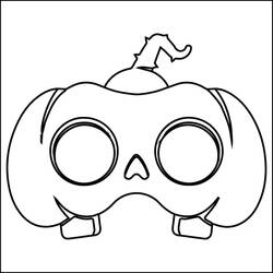 Coloriage Masque Halloween citrouille aux yeux ronds