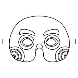 Coloriage Masque Halloween simple aux joues en spirale