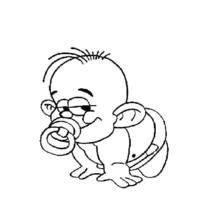 Coloriage Bébé à quatre pattes avec une tétine