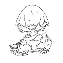Coloriage Naissance d'un bébé sortant d'une coquille d'œuf