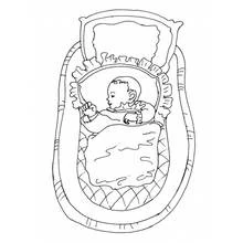 Coloriage Bébé endormi dans un couffin en osier