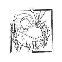 Coloriage Naissance d'un bébé dans un panier