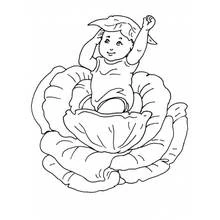 Coloriage Bébé assis dans un chou