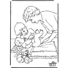 Coloriage Maman qui change son bébé