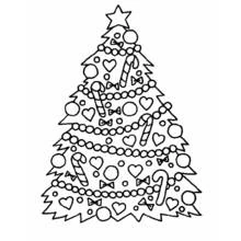 Coloriage Sapin de Noël décoré de guirlandes