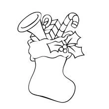 Coloriage Chaussette de Noël remplie de cadeaux