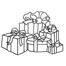 Coloriage Tas de cadeaux de Noël avec rubans