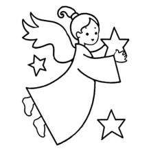 Coloriage Ange de Noël tenant une étoile